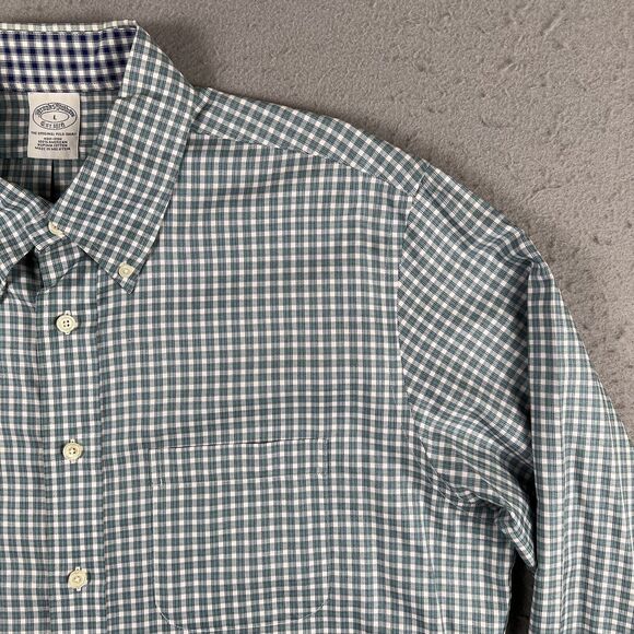 Brooks Brother The Original Polo Green Check Button Down Long Sleeve Shirt Men L - Picture 2 of 16